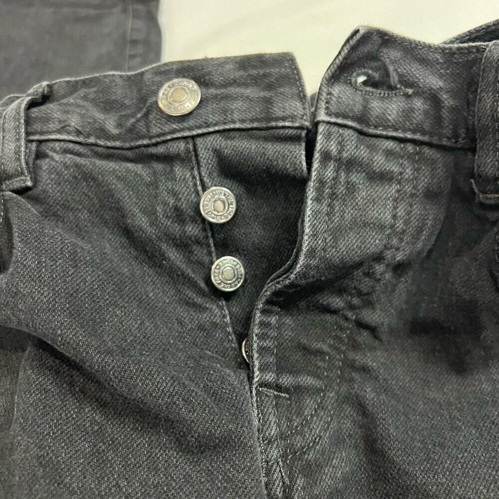 Free People Jeans Womens 25 Black Distressed Skinny Button Fly Edgy‎ Grunge - Picture 3 of 9